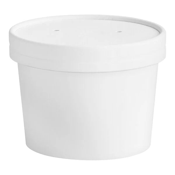 EatNOW White Paper Food Cup with Vented Paper Lid (250/case)