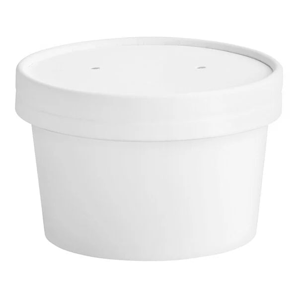 EatNOW White Paper Food Cup with Vented Paper Lid (250/case)