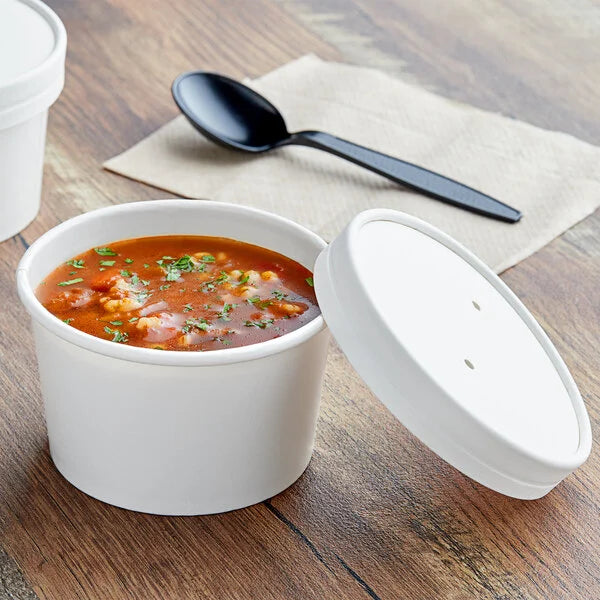 EatNOW White Paper Food Cup with Vented Paper Lid (250/case)