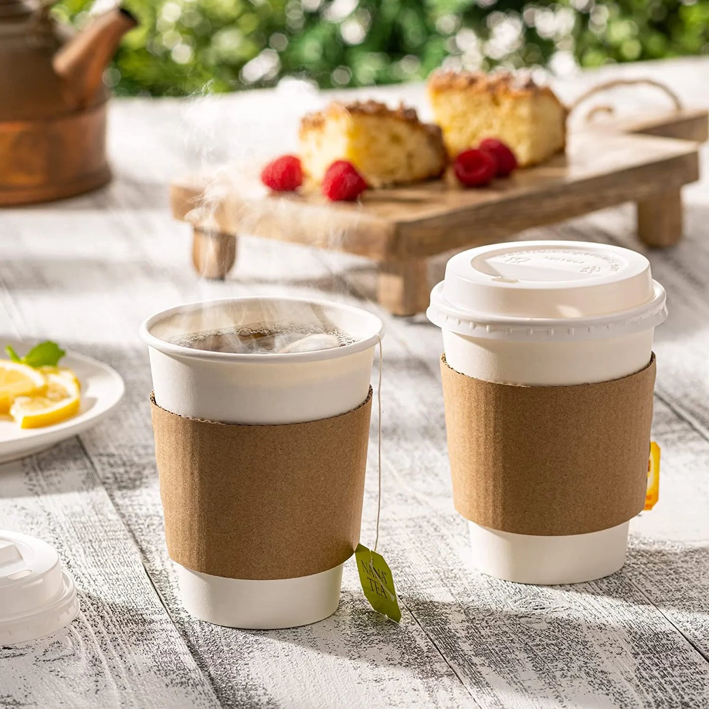 EatNOW Disposable Coffee Cups with Lids & Sleeves Bundle