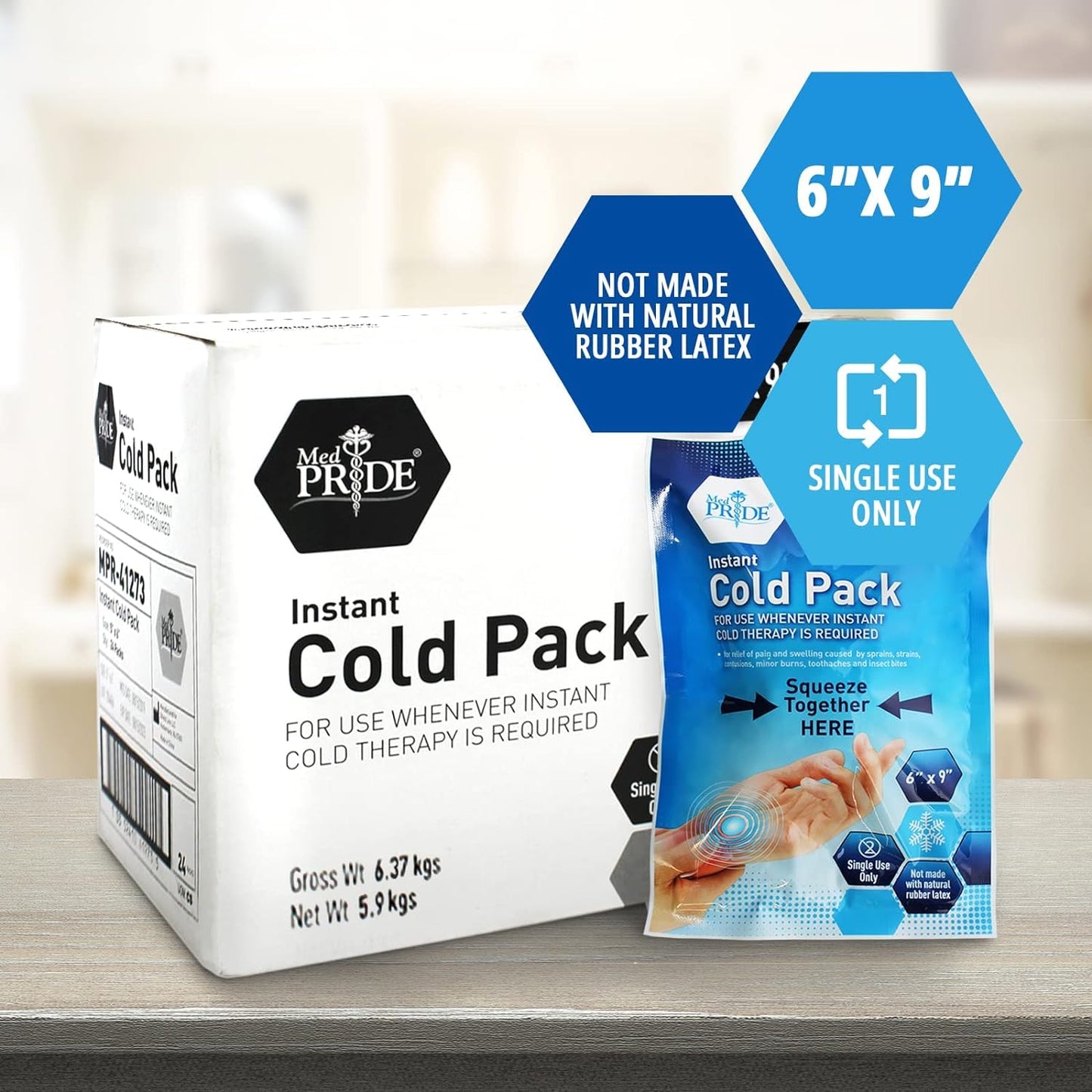 MedPride Instant Cold Pack (6”x 9”) Disposable Cold Therapy Ice Packs for Pain Relief, Swelling, Inflammation, Sprains (Case of 24)