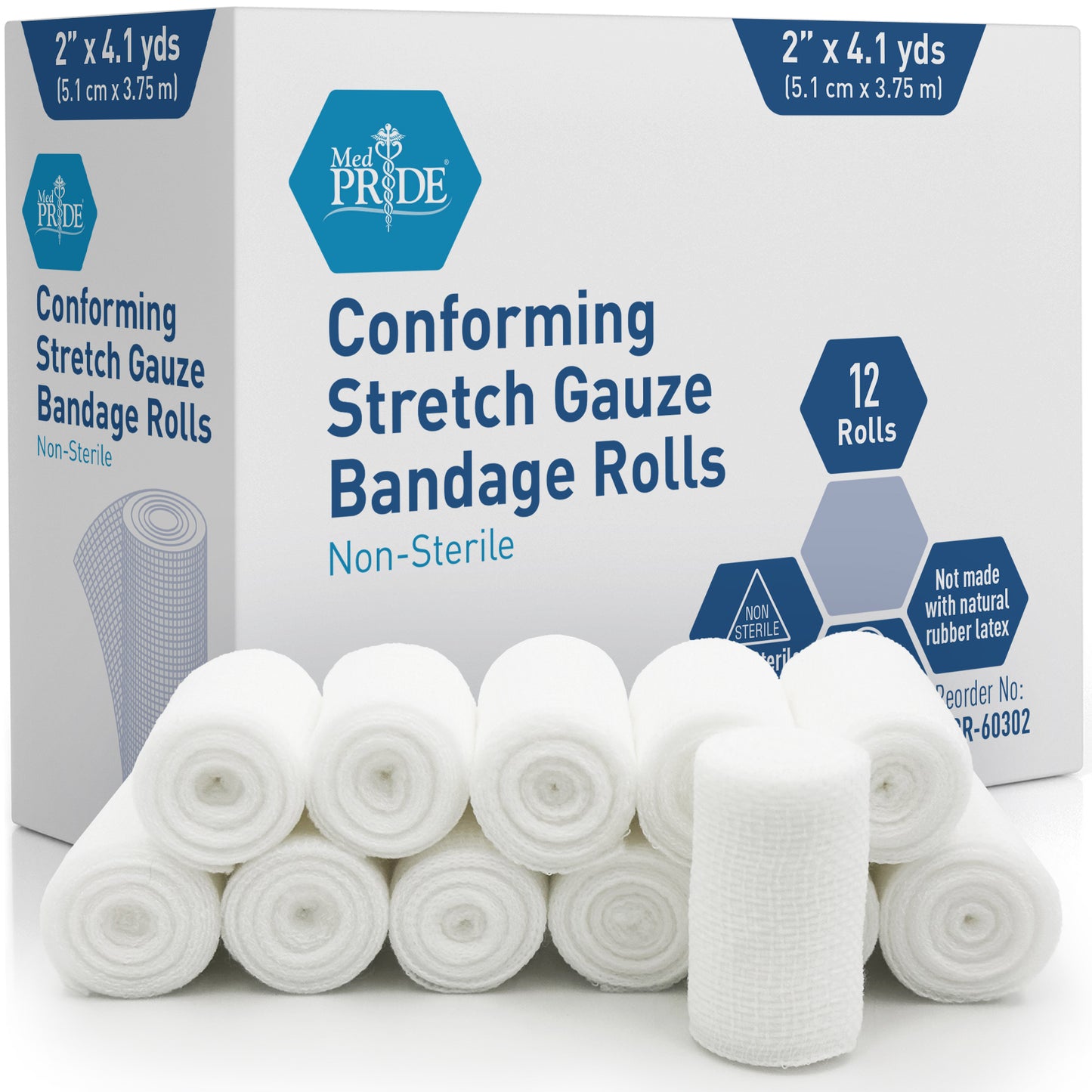MedPride Stretch Gauze Bandage Rolls (Case of 12)