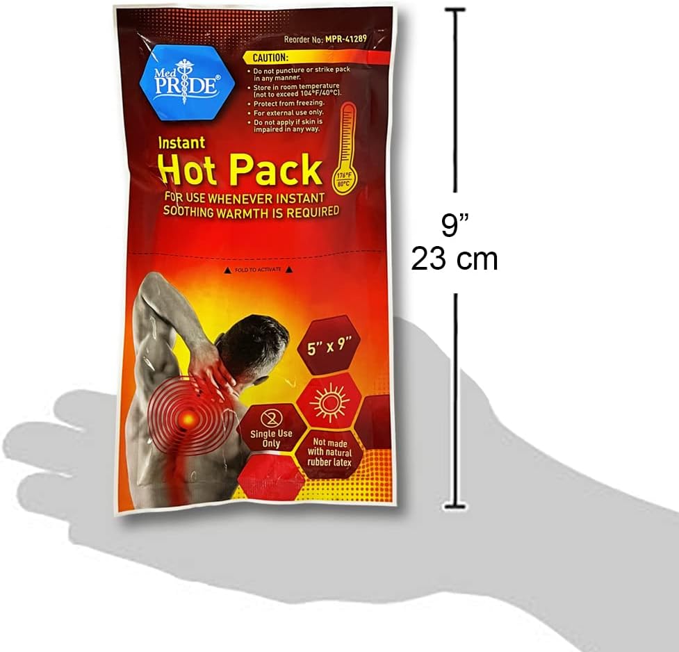 MedPride Instant Hot Packs 5” x 9” Disposable, Instant Heating Bag