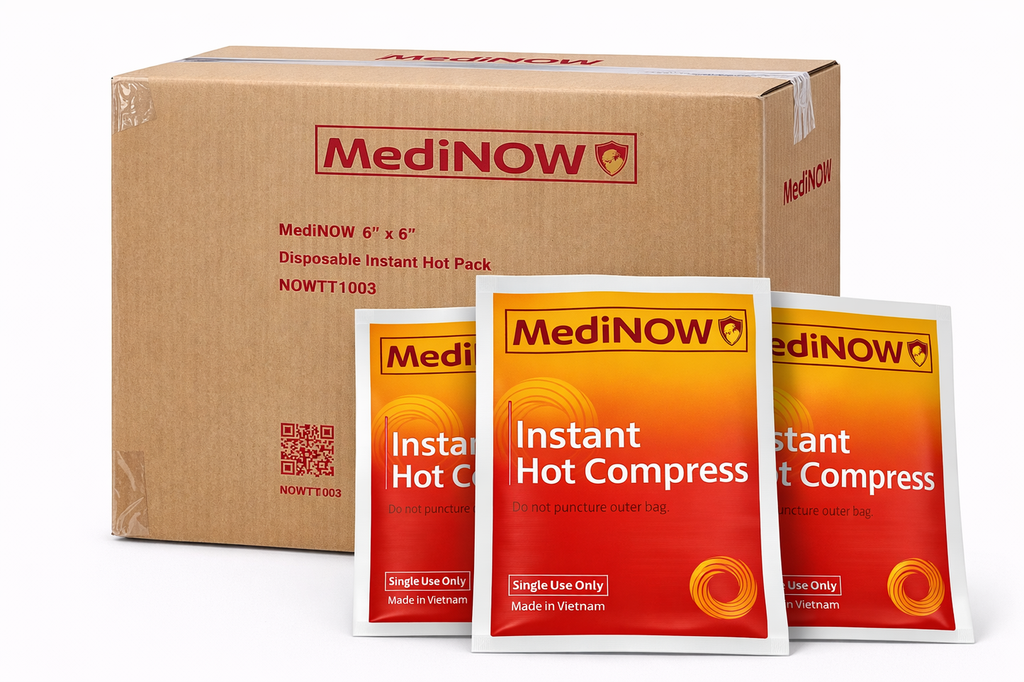MediNOW Instant Hot Pack (6" x 6”) Disposable, Instant Heating Bag for Sore Neck, Shoulder, Arm, Leg Muscles & Menstrual/Abdomen Discomfort