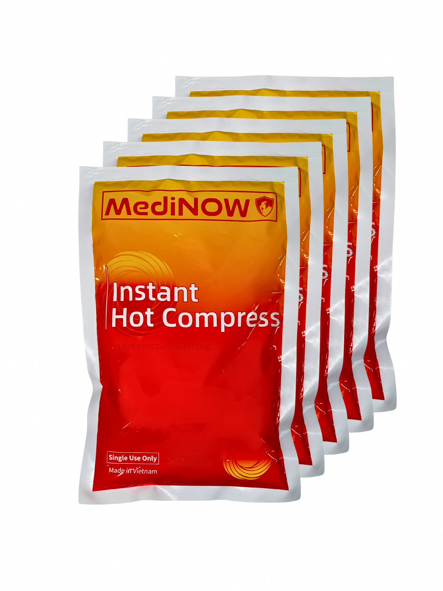 MediNOW Instant Hot Compress packaging on a white background