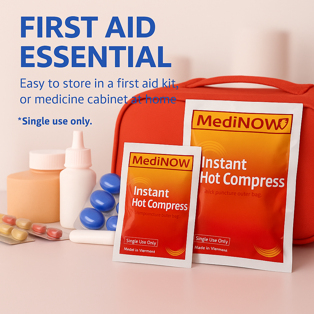 MediNOW Instant Hot Pack (6" x 6”) Disposable, Instant Heating Bag for Sore Neck, Shoulder, Arm, Leg Muscles & Menstrual/Abdomen Discomfort (Case of 36)