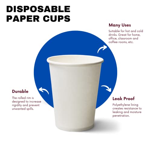 EatNOW [8 oz, 12 oz] Single Wall Paper Cups Disposable Cups, Coffee Cups, Office Cups (1,000 pcs)