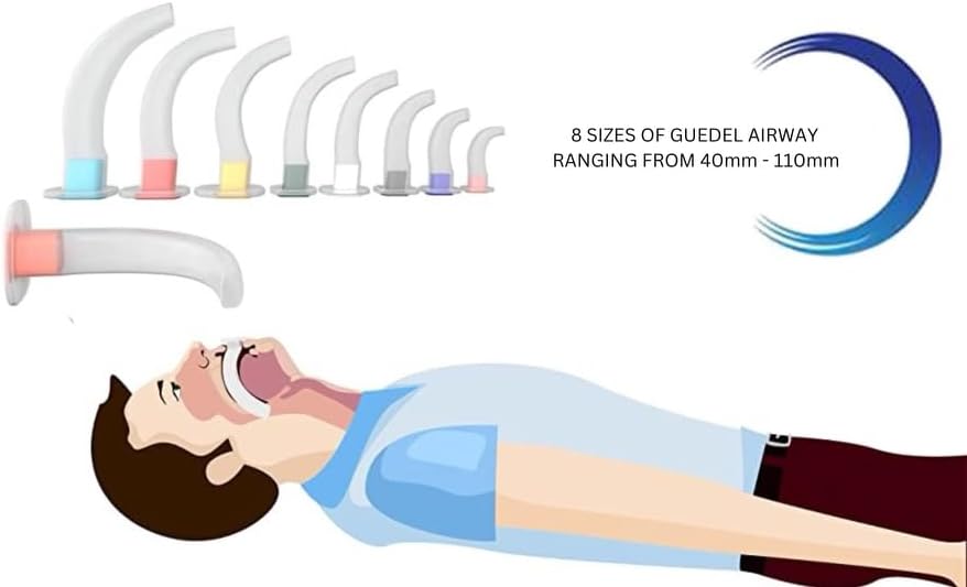 MediNOW Guedel Oral Airway Kit Color Coded, Sizes 40mm-110mm (8 pieces)