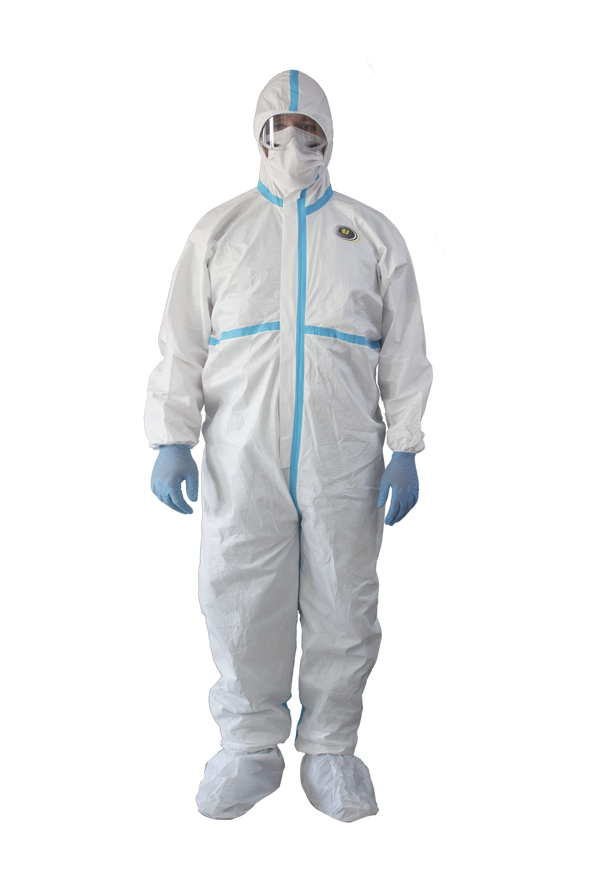 NOW INTERACTIVES Disposable Protective Coverall Blue Seal, Heavy Duty Coveralls Type 4/5/6 Coveralls (YLD 800)