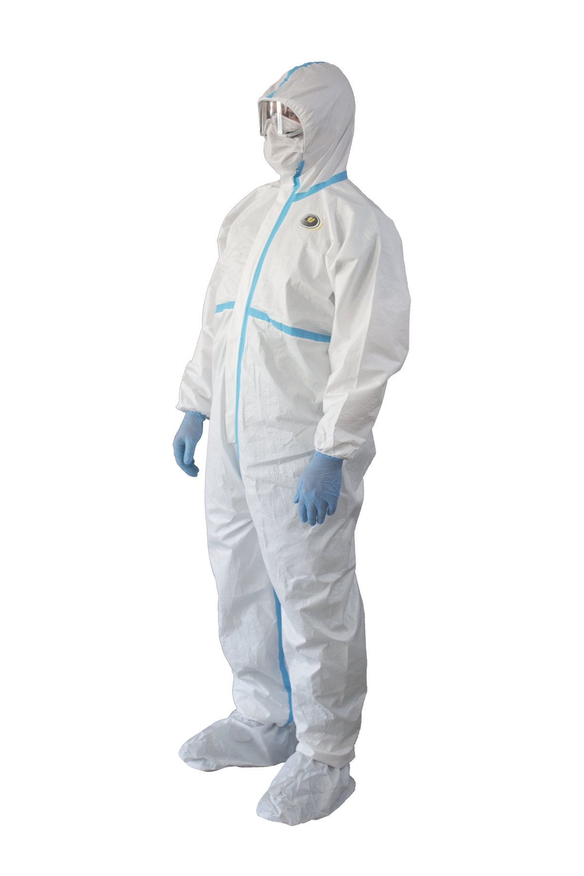 NOW INTERACTIVES Disposable Protective Coverall Blue Seal, Heavy Duty Coveralls Type 4/5/6 Coveralls (YLD 800)