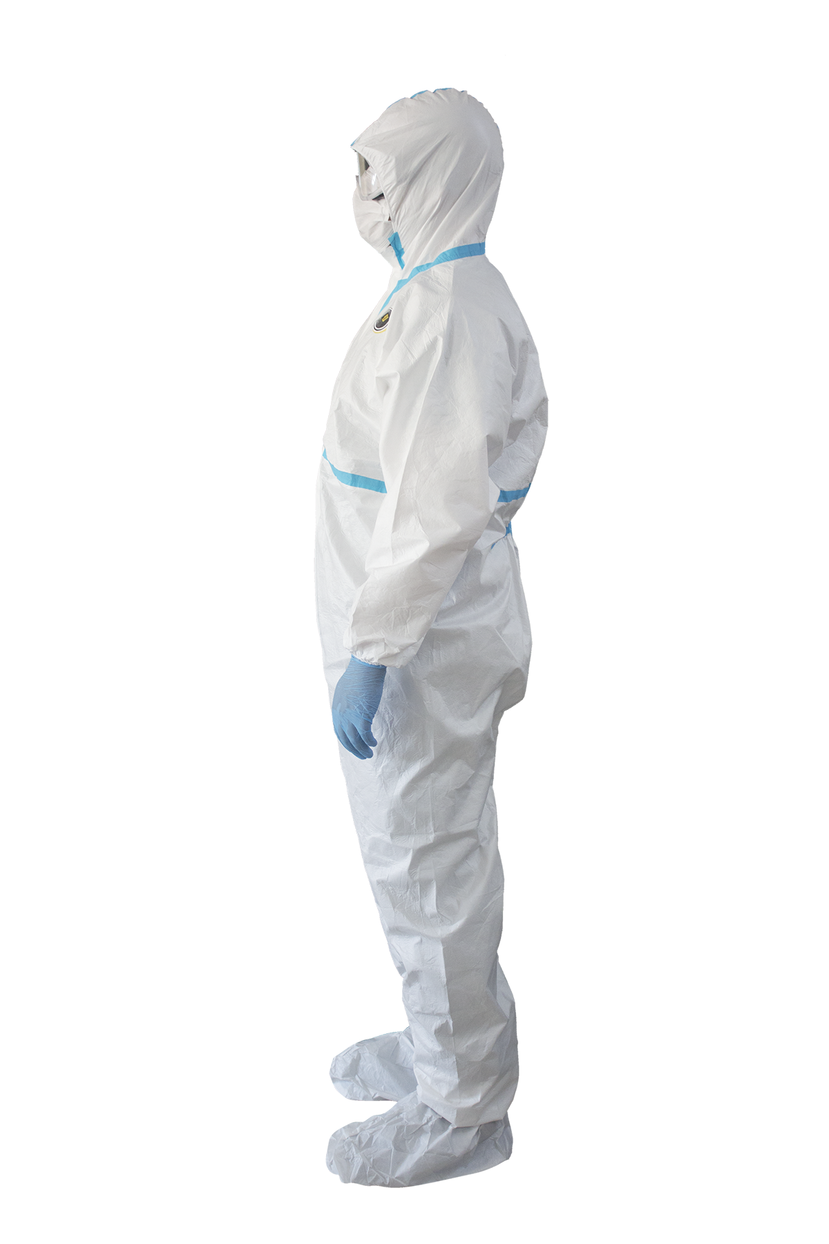 NOW INTERACTIVES Disposable Protective Coverall Blue Seal, Heavy Duty Coveralls Type 4/5/6 Coveralls (YLD 800)