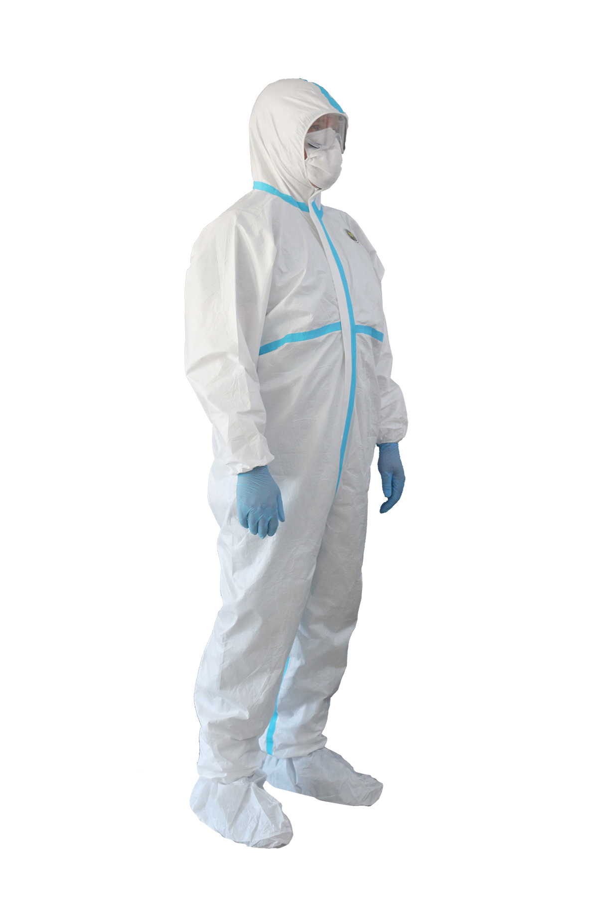 NOW INTERACTIVES Disposable Protective Coverall Blue Seal, Heavy Duty Coveralls Type 4/5/6 Coveralls (YLD 800)