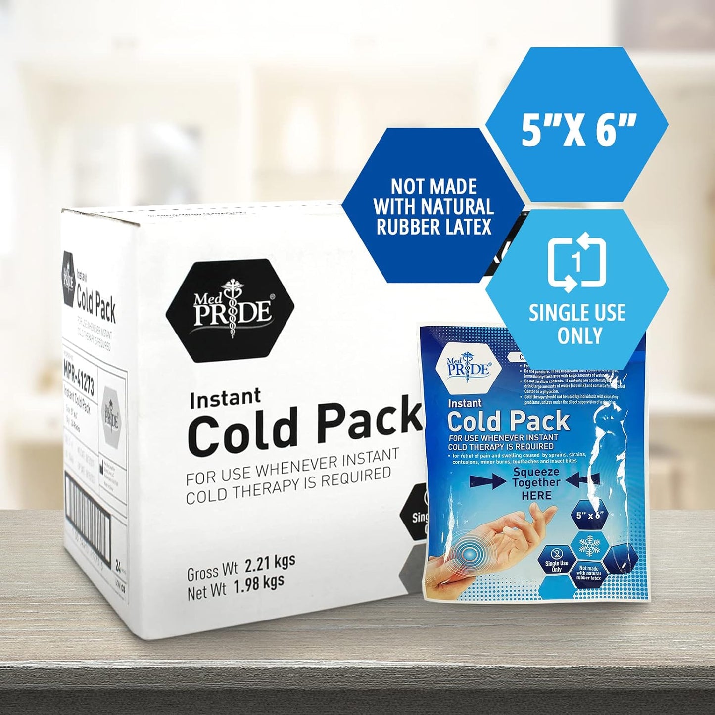 MedPride Instant Cold Pack (5”x 6”) Disposable Cold Therapy Ice Packs for Pain Relief, Swelling, Inflammation, Sprains (Case of 24)