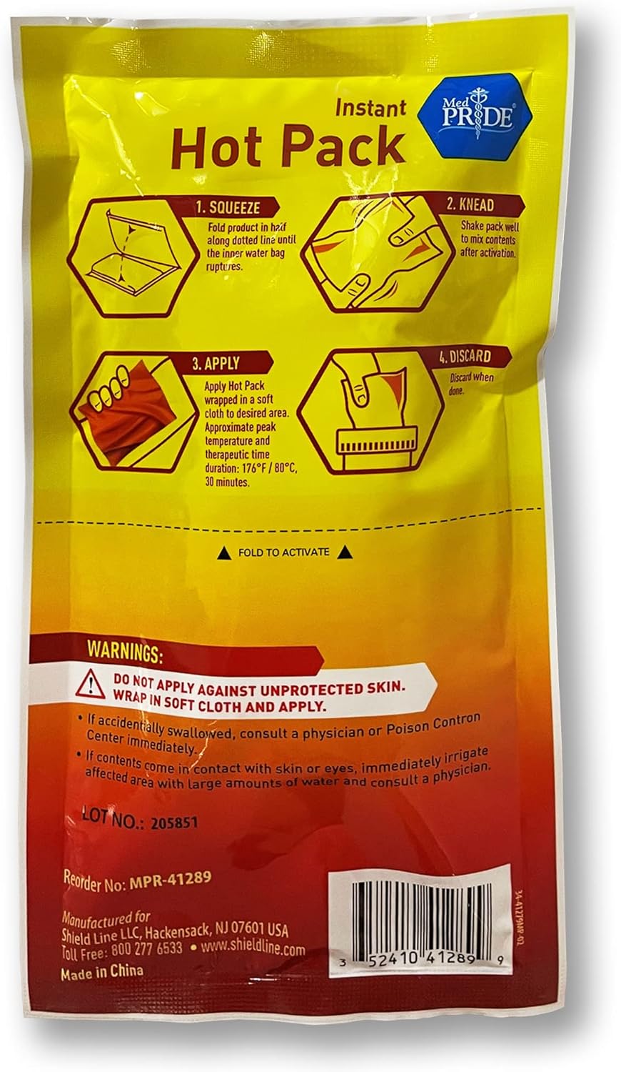MedPride Instant Hot Packs 5” x 9” Disposable, Instant Heating Bag
