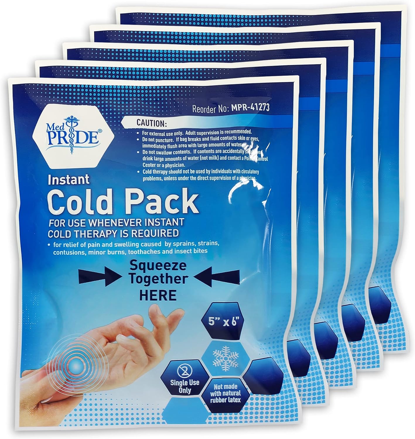 MedPride Instant Cold Pack (5”x 6”) Disposable Cold Therapy Ice Packs for Pain Relief, Swelling, Inflammation, Sprains (Case of 24)