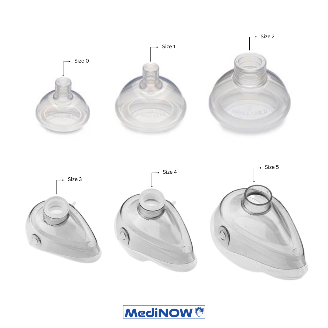 A set of clear silicone anesthesia face masks in various sizes for pets.