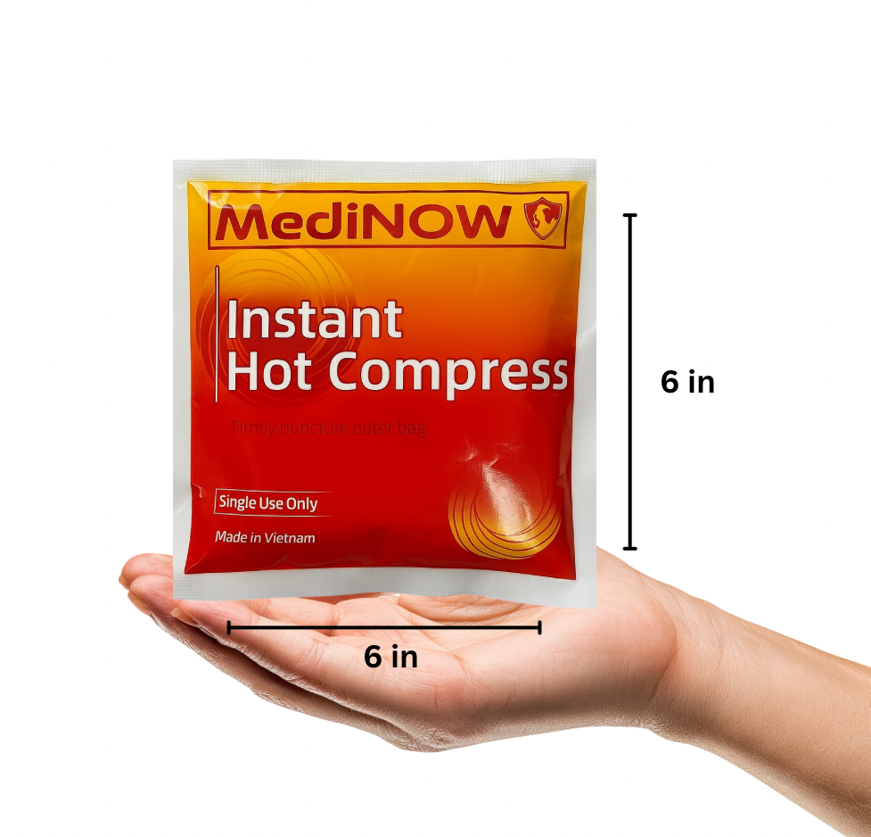 MediNOW Instant Hot Pack (6" x 6”) Disposable, Instant Heating Bag for Sore Neck, Shoulder, Arm, Leg Muscles & Menstrual/Abdomen Discomfort