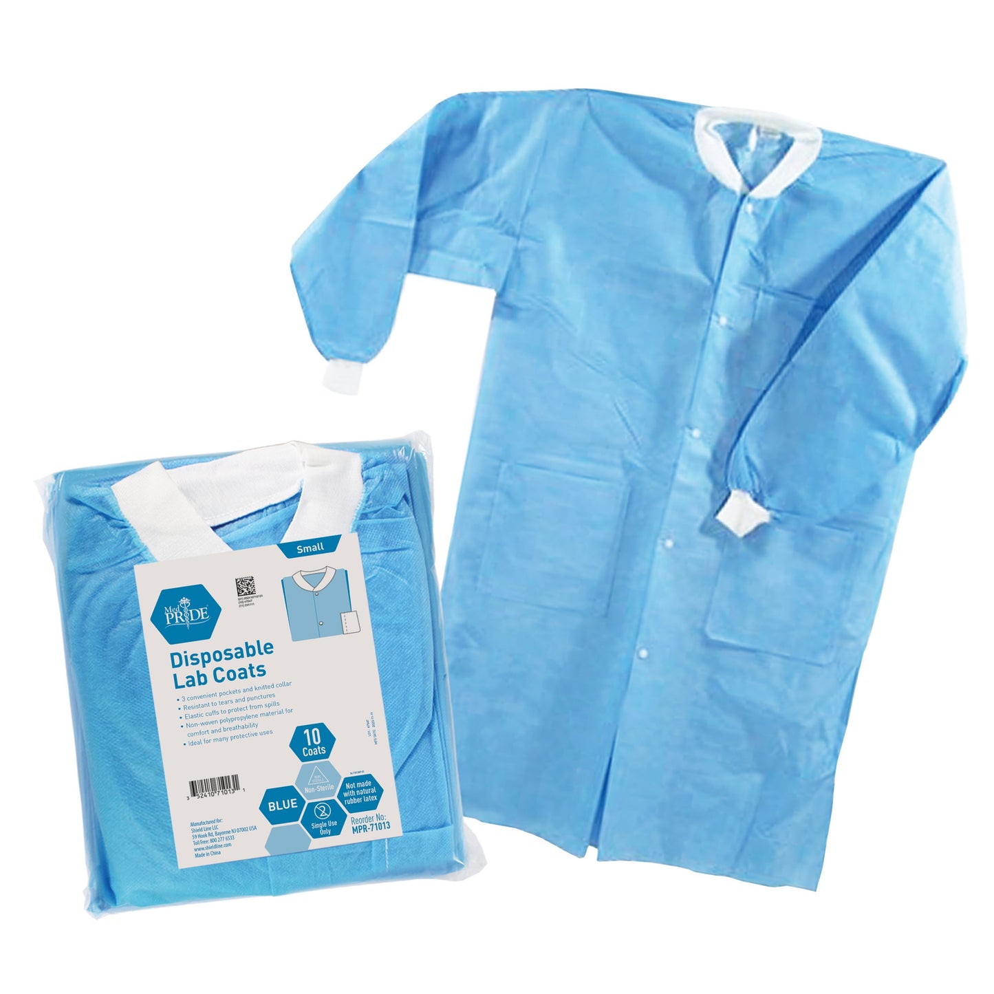 MedPride Disposable Blue Lab Coats (Case of 30)