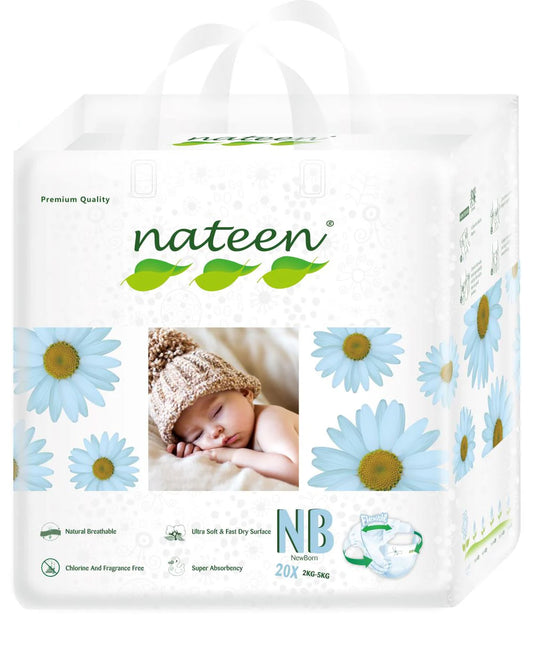 Nateen Premium Baby Diapers, Overnight Use Disposable Diapers for Sensitive Skin, Ultra Thin Diapers with Comfortable Fit
