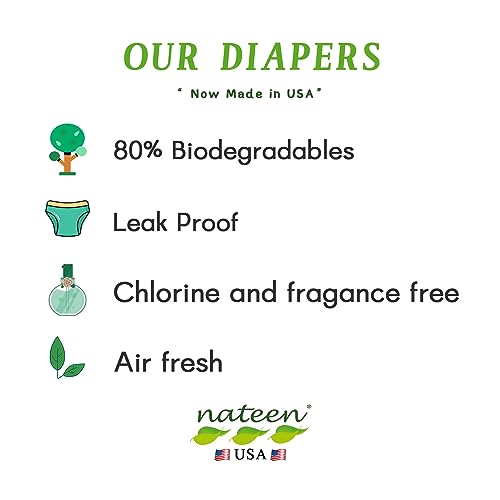 Nateen diapers advertisement with features on a white background