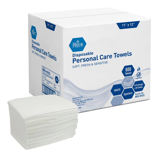 MedPride Disposable Dry Washcloths 11"x12", Soft & Absorbent, Ideal for Incontinence Care, Makeup Removing (800 count)