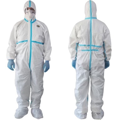 NOW INTERACTIVES Disposable Protective Coverall Blue Seal, Heavy Duty Coveralls Type 4/5/6 Coveralls (YLD 800)