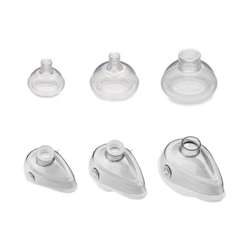 A set of silicone anesthesia face masks in various sizes, ranging from neonatal to adult, displayed against a white background.